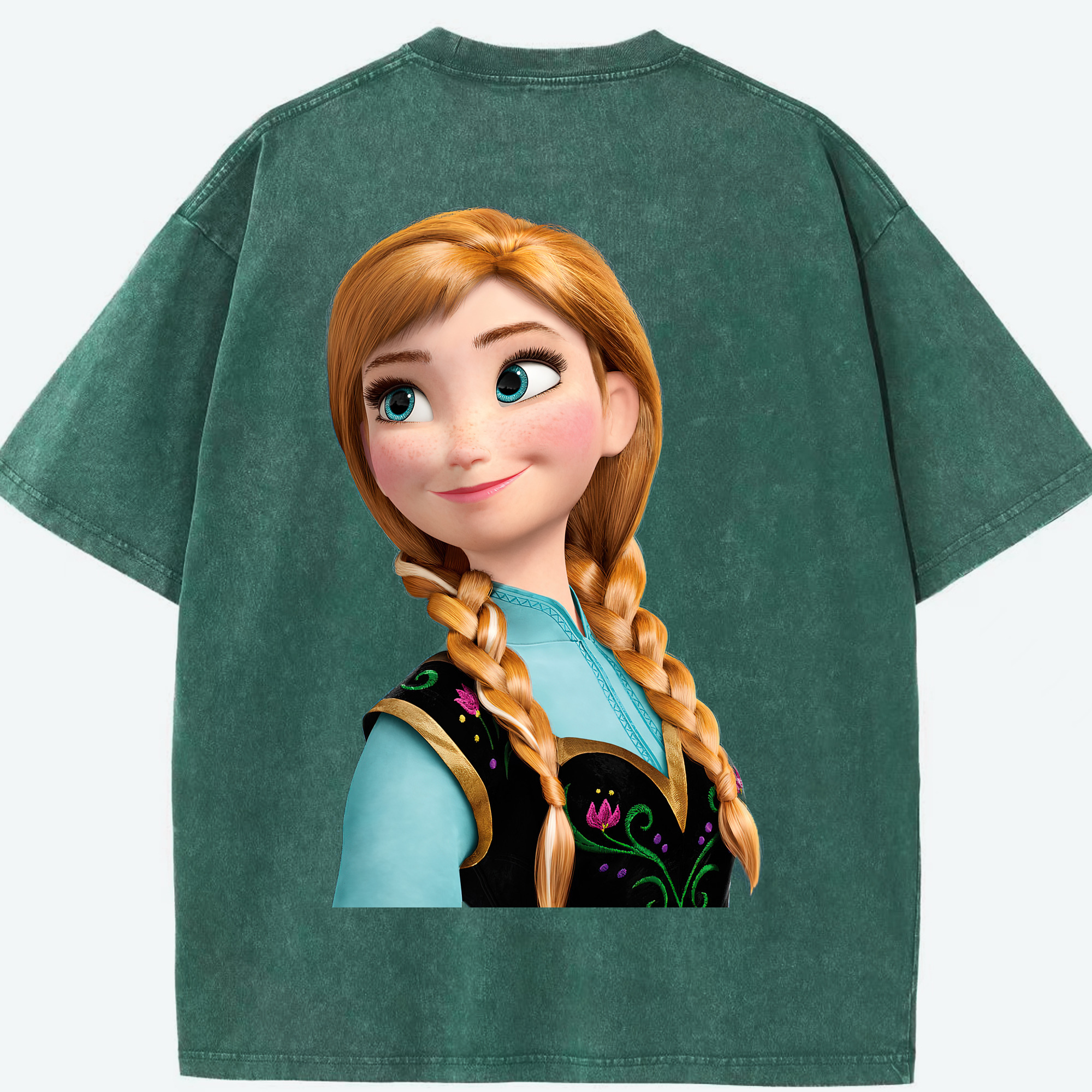 （画像用） アナと雪の女王 アンナ エルサ Frozen Anna Elsa 綿100% ヴィンテージ風 半袖Tシャツ（背面プリント）